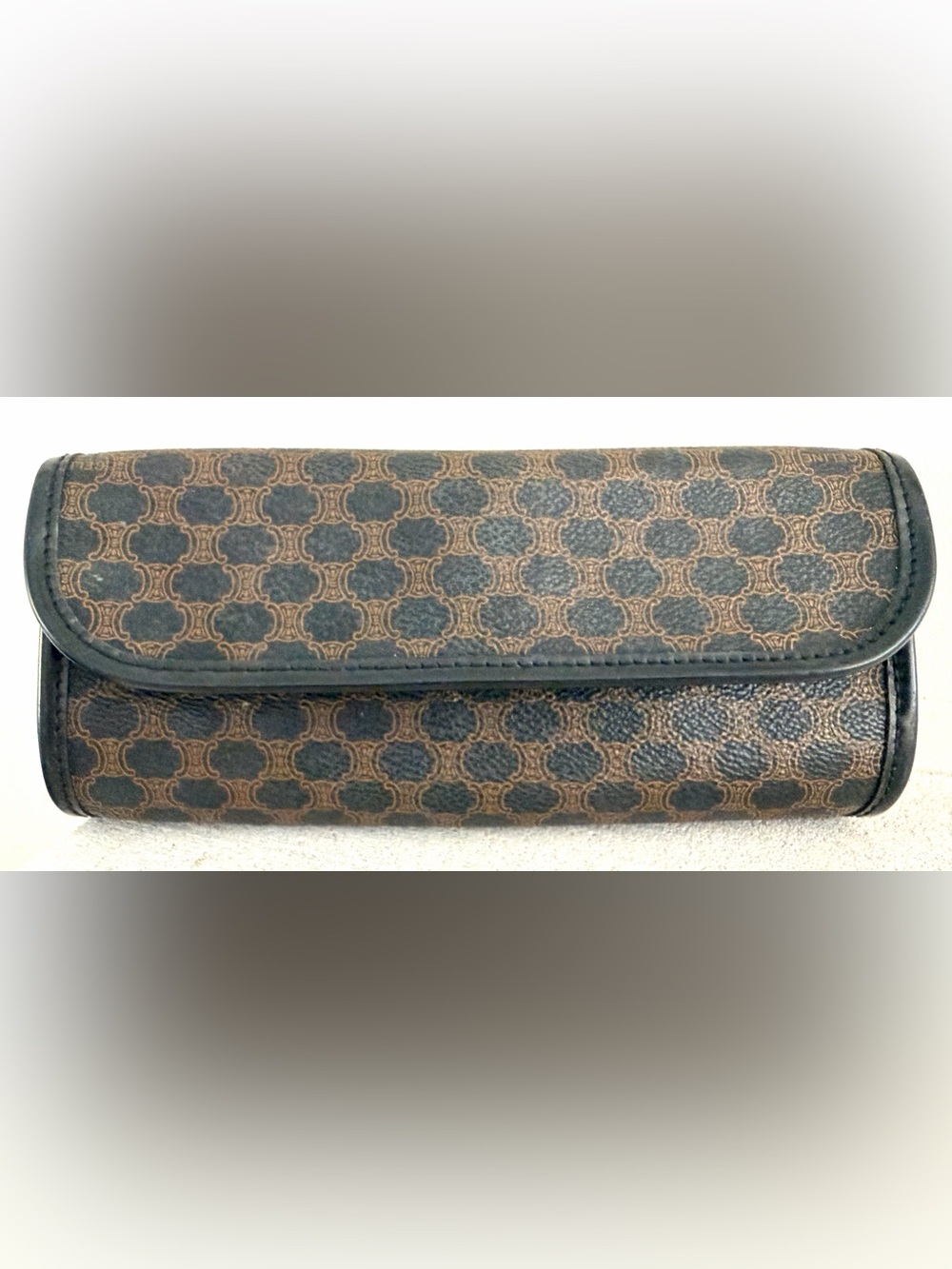 CELINE Vintage Macadam Triomphe Monogram Clutch Pouch 8”x4”x2” EUC